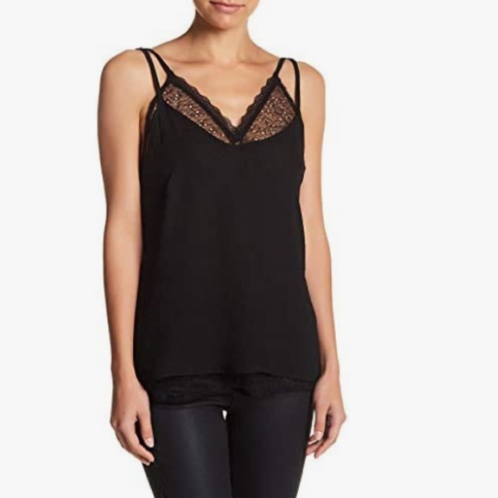 2/$50 KNOW ONE CARES Peekaboo Lace Black Cami Tank Top Size Small